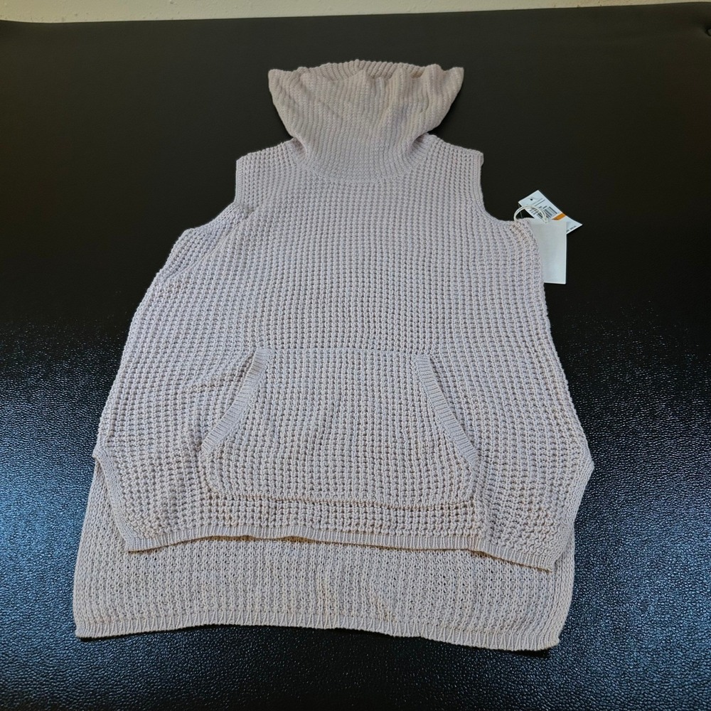 Two by Vince Camuto Cowl Neck Sweater Vest Womens Small Pink Knit Hoodie NWT